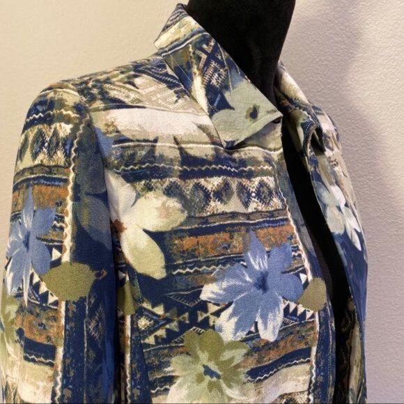 Alfred Dunner open jacket Size 10P Button Up Floral Print Blue - Picture 8 of 8